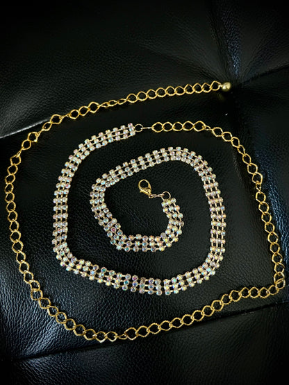 Women's Gold Stone Chain Belt